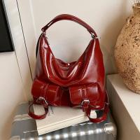 Mochilas con múltiples bolsillos de Color sólido estilo Y2K, bolso cruzado de cuero PU de gran capacidad, bolso de hombro, mochila para mujer - details 14