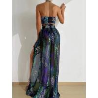 2025 Bikini con cuello cruzado, traje de baño hueco y vestido de playa, traje de baño sexy de 3 piezas para mujer, ropa de playa acolchada, natación de verano - details 11