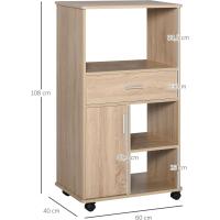 Cocina para Microondas Estante de Almacenamiento con 4 Ruedas y Frenos Cajón Abierto con Puerta - details 5