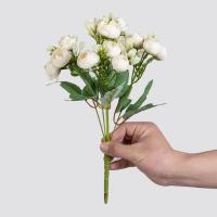 Rosa de seda de 15 cabezas, capullo de té pequeño para decoración de Navidad, alféizar del hogar, accesorios de bonsái, Fondo de boda, pared de flores artificiales - details 10