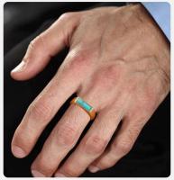 Vnox Sello de piedra natural para hombres y mujeres, banda de dedo de acero inoxidable chapada en oro unisex, regalo de anillo fraternal - details 4