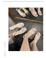Sandalias Planas de Diamante Llamativo Estilo de Hada con Tacón Grueso Tamaño Pequeño - details 6