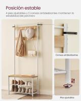Perchero con Estante para Zapatos, Mueble de Entrada con Banco, 3 en 1, Marco de Acero, para Entrada y Pasillo, 32 x 70 x 177 cm, Estilo Industrial, Marrón Castaño y Negro HSR041B41 - details 22