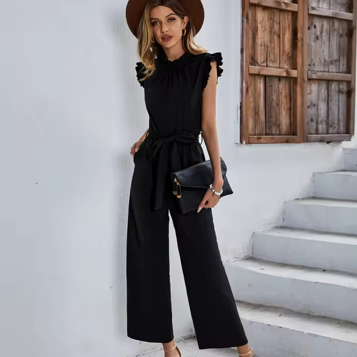 Mono informal con temperamento, top de manga voladora de alta elasticidad para mujer - 1
