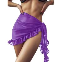 Traje de baño Coverups Mujeres Volantes Dobladillo Sarong Playa Bikini Wrap Sheer Falda Corta Bufanda de Gasa para Traje de Baño - details 16