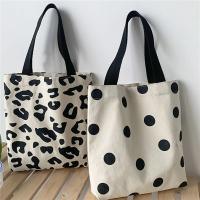 Bolso de compras pequeño de lona de Color sólido a la moda, bolso de mujer, bolso de hombro negro de gran capacidad con puntos - details 1