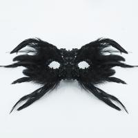 Máscaras de plumas de Halloween con lentejuelas, máscara de ojos de Halloween con cuerno grande, suministros para fiestas de Cosplay, máscara gótica, Carnaval de Halloween - details 6