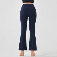 Pantalones de entrenamiento elásticos de yoga de cintura alta para mujer, pierna ancha, acampanados, color sólido, para Fiess - details 2