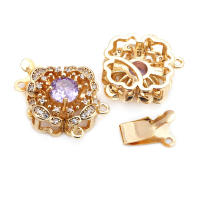 4 juegos de collares de flores de latón y circonio de Color dorado de 18K, cierres de conexión, accesorios de suministros para fabricación de joyas de alta calidad - details 2