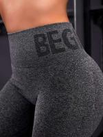 Body deportivo liso sin costuras de verano para mujer de cintura alta, pantalones de yoga Fiess con letras que levantan la cadera, monos de entrenamiento - details 4