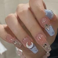 Pack de 24 piezas uñas removibles media y larga manicura parche uñas postizas - details 39