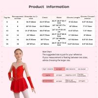 Niños artístico patinaje artístico danza con guantes brillantes Rhies m gimnasia leotardo vestido de tutú de ballet lírico - details 5