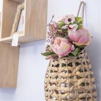 Cesta colgante tejida de jacinto de agua, cesta colgante de pared, decoración decorativa para puerta delantera, decoración para plantas de flores Boho - details 4