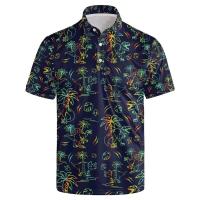 Polo hawaiano 3D para hombre, camiseta de manga corta con estampado de plantas Trcale de verano, camiseta casual con cuello y botones - details 12
