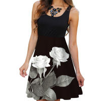 Vestido de verano sin mangas con cuello redondo y estampado Digital para mujer - details 0