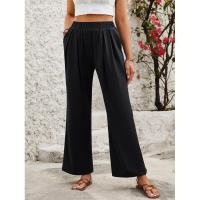 Pantalones sueltos y cómodos de pierna recta, pantalones de mujer con cintura elástica para - details 4