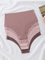 Paquete de 5 bragas de cintura alta sin costuras de colores surtidos, ropa interior y lencería para mujeres - details 3