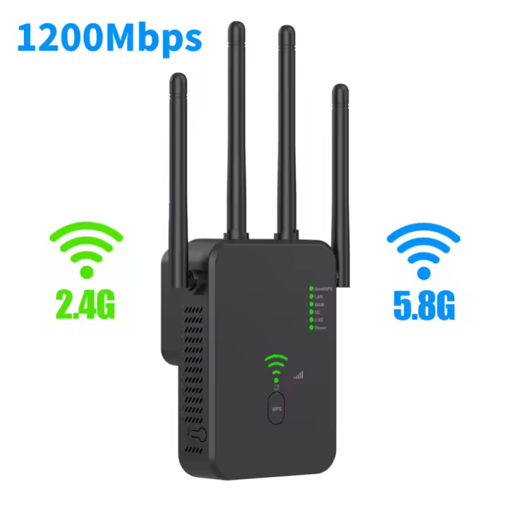 Enrutador inalámbrico de 5G, amplificador de señal WiFi de 1200Mbps, extensor de largo alcance de doble banda, repetidor de 5Ghz - 1