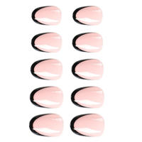 Uñas postizas con borde negro para mujer, efecto cómodo y natural, regalo para novia como día de San Valentín - details 6