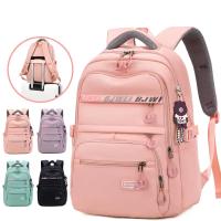 Mochila escolar grande de nailon para chicas adolescentes, morral impermeable para ordenador portátil, color negro - details 0