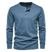 Día del padre Ropa transfronteriza de primavera y otoño Camiseta para hombres europeos y americanos Camisa básica Henry de manga larga para hombres - details 29