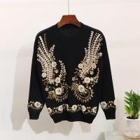 Conjunto de 2 piezas para mujeres, chándal con flores, lentejuelas y perlas, top de punto y pantalón, conjunto deportivo casual - details 1