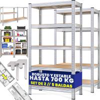 Estanterías Metálicas 5 Niveles Almacenamiento 170x75x30cm Carga máxima de 350kg Metal galvanizado - details 0