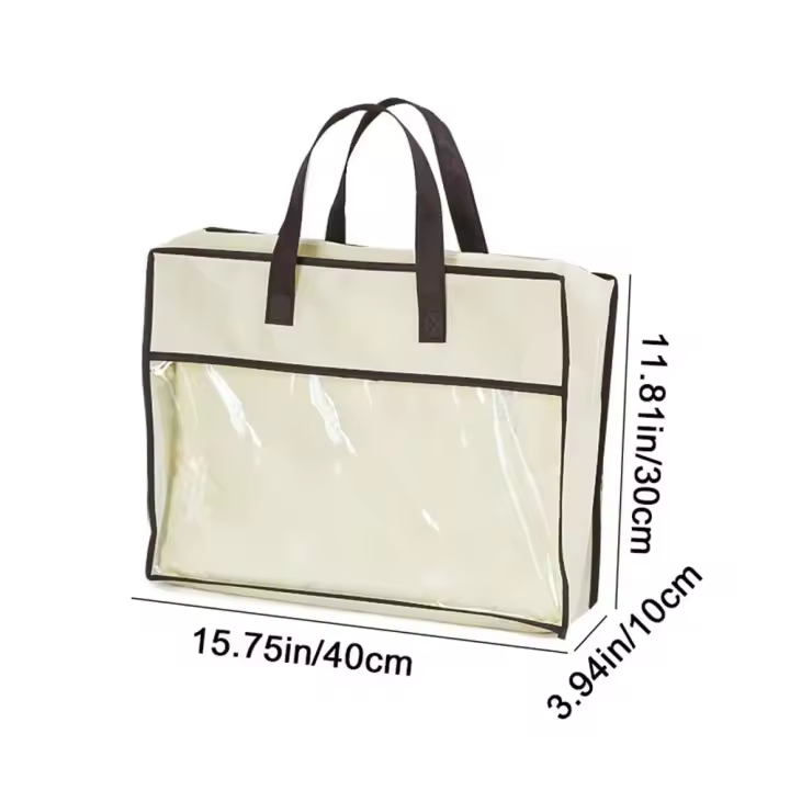 Bolsa de almacenamiento de ropa transparente de tela no tejida, bolsa organizadora de juguetes a prueba de humedad de gran capacidad, impermeable y a prueba de polvo - 1