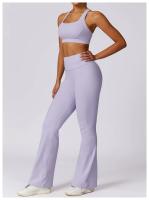 Conjunto de Yoga Naranja para Mujeres Traje de Gimnasio Fitness de Dos Piezas Pantalones Anchos y Sujetador Deportivo Material de Nylon Adecuado para Primavera/Verano - details 13