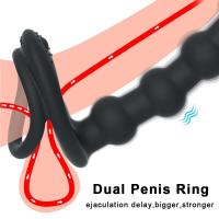 Anillo Vibrante Leten de 10 Velocidades Doble Penetración Estilo Erecta y Análgico con Cuerda de Coñejo y Plug de Glúteos Juguetes Sexuales para Pareja para la Salud y el Placer - details 3