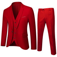 Traje ajustado de 2 piezas para hombre, Blazer de un botón, vestido, chaqueta de negocios, chaleco y pantalón - details 4