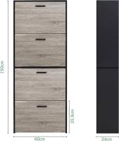Mueble zapatero de 12 pares - Estantería de gran capacidad para vestíbulo o pasillo - (ancho) 60 x (profundidad) 24 x (alto) 80 cm - Madera clara blanca - details 54