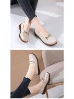 Zapatos de mujer de primavera nuevo estilo Mocasines de cuero genuino, punta redonda, planos, antideslizantes, suela suave Comodidad individual para mujeres de edad media y mayor - details 1