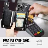 Para iPhone 16 15 14 Plus 13 12 Mini 11 Pro Max Funda de cuero PU Soporte para tarjetas, doble cierre magnético y Shockpro duradero - details 2