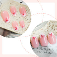 Wearable uñas cortas ovaladas lazo francés manicura minimalista uñas removibles chapa de uñas wearable acabados nuevos - details 3