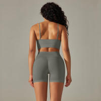 Conjunto Deportivo de Yoga sin Costuras para Mujeres Sports Bra Sin Mangas, Pantalones Cortos - details 31
