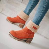 Botas de nieve de gamuza con tacón grueso de tubo medio europeo y americano de otoño e invierno para mujer Botas de algodón para mujer - details 20
