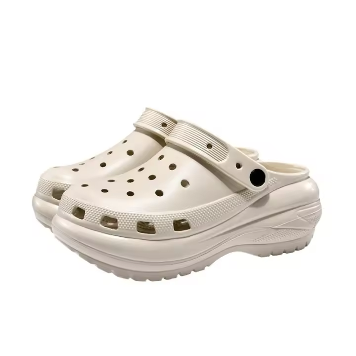Sandalias blancas de mujer, rueda ligera fondo grueso cueva zapatos, playa, transpirable, desgaste al aire libre, antideslizante 7cm sandalia zapatillas eva - 1