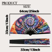 1 abanico grande UV plegable a mano, abanico de boda, abanico colorido de fantasía de baile, adecuado para Halloween, Pascua, discoteca, accesorios para fiestas en casa, accesorios para actuaciones de baile, regalos de fiesta, decoraciones para el hogar, - details 4