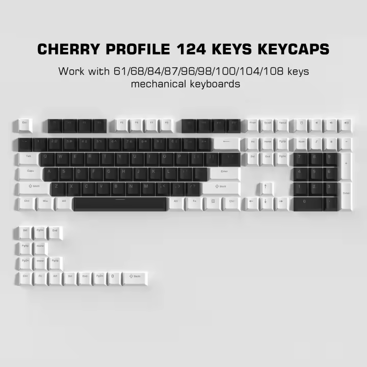 Teclas PBT con perfil retroiluminado, teclas RGB de doble disparo para Cherry Gateron MX, interruptores, Teclado mecánico para jugadores, 124 teclas - 1