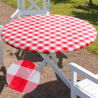 Mantel de Mesa de Vinilo Elástico Impermeable Cubierta Redonda para Comedor - details 8