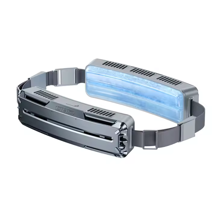 Ventilador de Cintura con Hielo Refrigeración de 360°, Viento Frío Fuerte, Sensación de Desgaste Nula, Alimentado por USB, Compacto y Portátil - 1