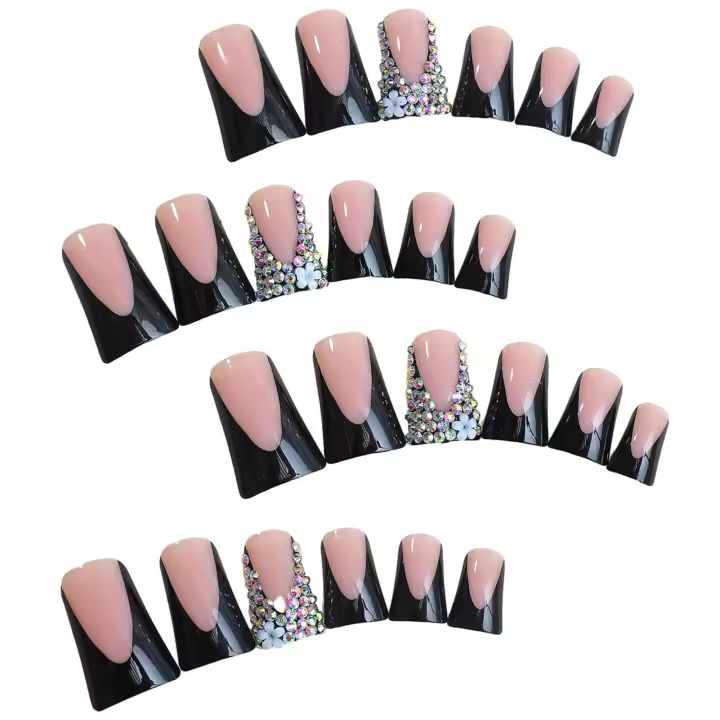 Decoración de uñas artificiales de resina reutilizable con diseño de pato francés y diamantes de imitación para manicura de mujeres y hombres - 1