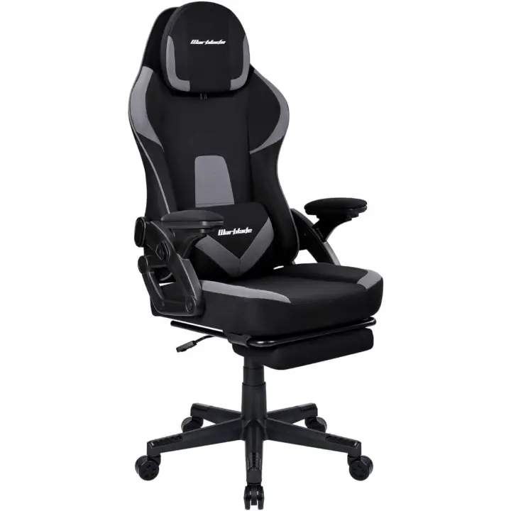 Silla Gamer Profesional, Ergonómica, de Tela Transpirable y Anti-manchas, Brazos Ajustables, con Reposapiés. para Adultos. Altura regulable y respaldo abatible. - 1