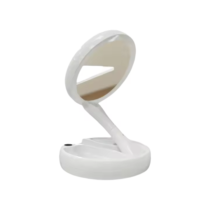 Espejo De Maquillaje Portátil Con Doble Cara LED Y Batería/USB Dual Propósito 10X Magnificación Luz De Maquillaje Rechargeable - 1