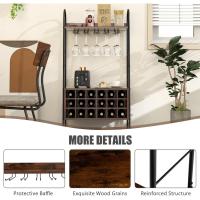 18 Botellas, Estantería para Vino con Soporte para 15 Copas, Organizador de Botellas con Estantes Abiertos para Cocina, Comedor, Bar, 63 x 32 x 114,5 cm - details 6
