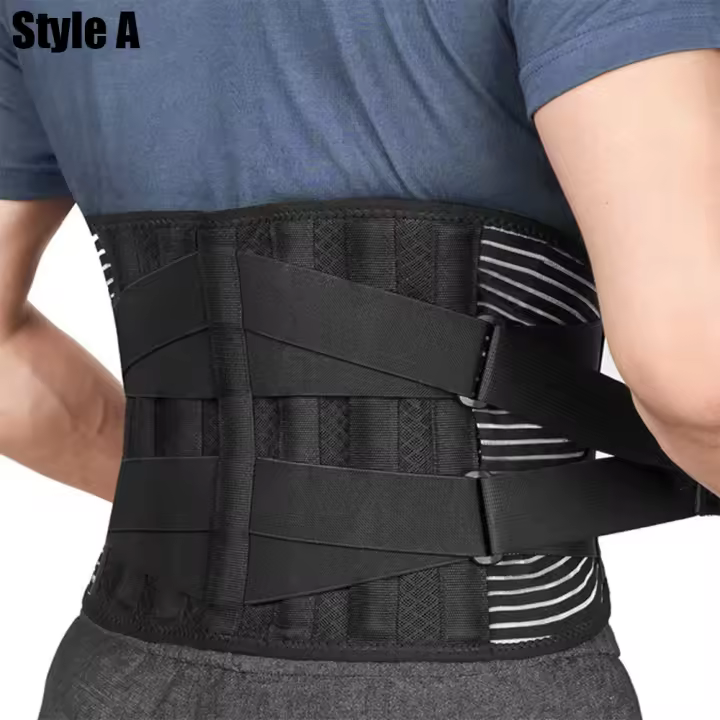 Elástico Lumbar Back Cinturón de Ayuda de La Cintura Entrenador Ajustable Lumbar Pad con 6 Estadas Abdominal Binder Fitness Gym Cinturones - 1