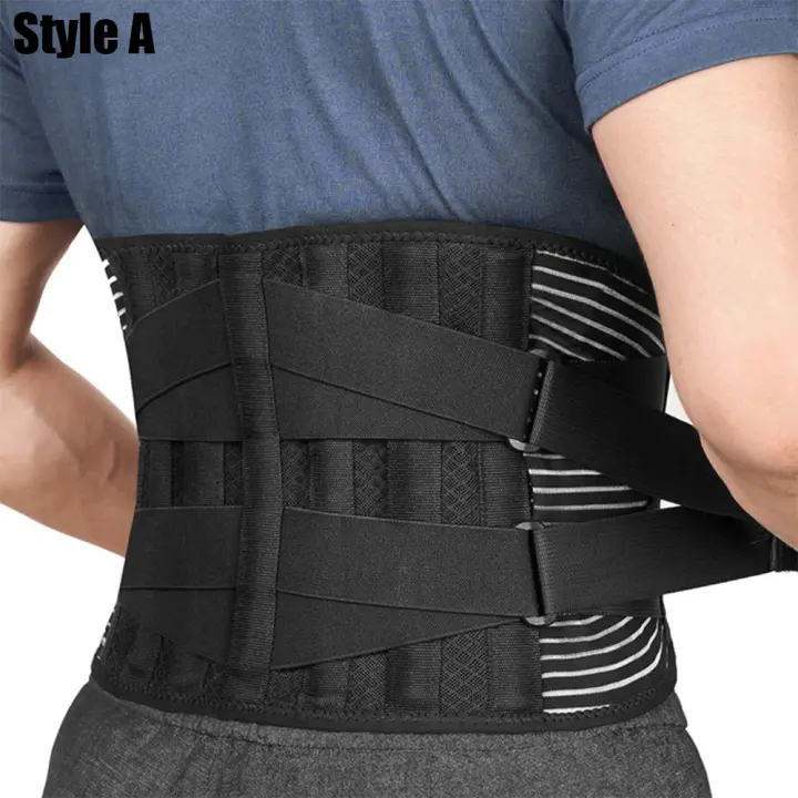 Elástico Lumbar Back Cinturón de Ayuda de La Cintura Entrenador Ajustable Lumbar Pad con 6 Estadas Abdominal Binder Fitness Gym Cinturones - 1