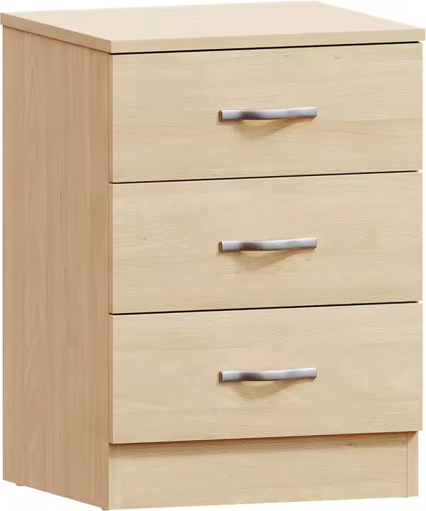 Diseños Home Descuento Mesita de noche Blanco 3 cajones con tiradores de metal Soporte para cajones antiflexión Muebles de dormitorio modernos 244 - 1