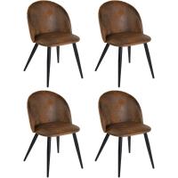 Juego de 4 sillas de comedor con asiento y respaldo suaves, con patas de metal macizo, para salón, dormitorio, cocina o comedor, ante marrón - details 97